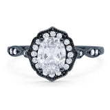 Art Deco Oval Natural Stone Flower Ring