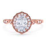 Art Deco Oval Natural Stone Flower Ring