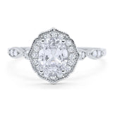 Art Deco Oval Moissanite Floral Ring 925 Sterling Silver