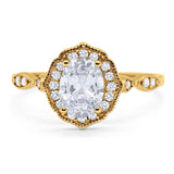 Art Deco Oval Natural Stone Flower Ring