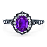 Art Deco Oval Natural Stone Flower Ring