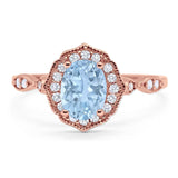 Art Deco Oval Natural Stone Flower Ring