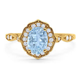 Art Deco Oval Natural Stone Flower Ring