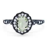 Art Deco Oval Natural Stone Flower Ring