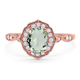 Art Deco Oval Natural Stone Flower Ring