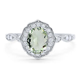 Art Deco Oval Natural Stone Flower Ring