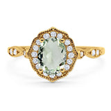 Art Deco Oval Natural Stone Flower Ring