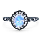 Art Deco Oval Natural Stone Flower Ring