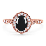 Art Deco Oval Natural Stone Flower Ring