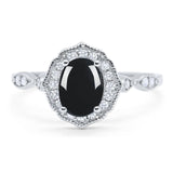 Art Deco Oval Natural Stone Flower Ring