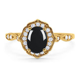 Art Deco Oval Natural Stone Flower Ring