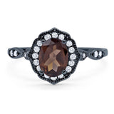 Art Deco Oval Natural Stone Flower Ring