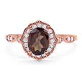 Art Deco Oval Natural Stone Flower Ring