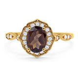 Art Deco Oval Natural Stone Flower Ring