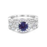 Three Piece Round Natural Stone Bridal Ring