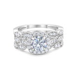 Three Piece Round Natural Stone Bridal Ring