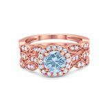 Three Piece Round Natural Stone Bridal Ring
