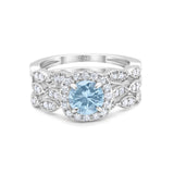 Three Piece Round Natural Stone Bridal Ring