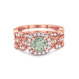 Three Piece Round Natural Stone Bridal Ring