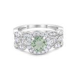 Three Piece Round Natural Stone Bridal Ring