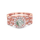 Three Piece Round Natural Stone Bridal Ring