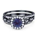 Three Piece Round Natural Stone Bridal Ring