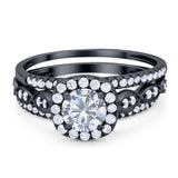Three Piece Round Natural Stone Bridal Ring