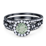 Three Piece Round Natural Stone Bridal Ring