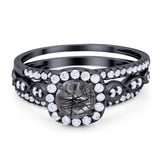 Three Piece Round Natural Stone Bridal Ring