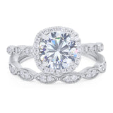 Two Piece Round Moissanite Wedding Set Ring 925 Sterling Silver