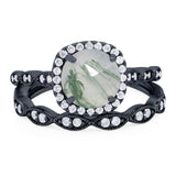 Two Piece Round Natural Stone Ring
