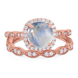 Two Piece Round Natural Stone Ring