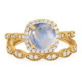 Two Piece Round Natural Stone Ring
