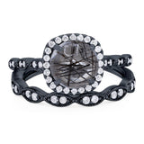 Two Piece Round Natural Stone Ring