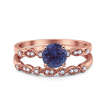 Two Piece Round Natural Stone Ring