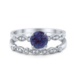 Two Piece Round Natural Stone Ring