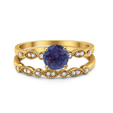 Two Piece Round Natural Stone Ring