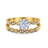 Two Piece Round Natural Stone Ring