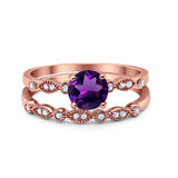 Two Piece Round Natural Stone Ring