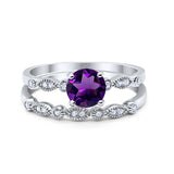 Two Piece Round Natural Stone Ring