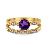 Two Piece Round Natural Stone Ring
