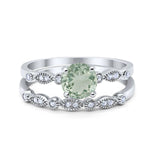 Two Piece Round Natural Stone Ring