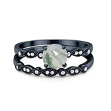 Two Piece Round Natural Stone Ring