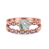Two Piece Round Natural Stone Ring