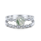 Two Piece Round Natural Stone Ring