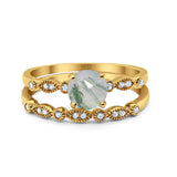 Two Piece Round Natural Stone Ring