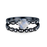 Two Piece Round Natural Stone Ring