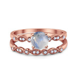 Two Piece Round Natural Stone Ring