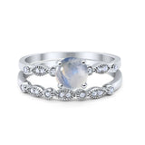 Two Piece Round Natural Stone Ring