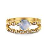 Two Piece Round Natural Stone Ring